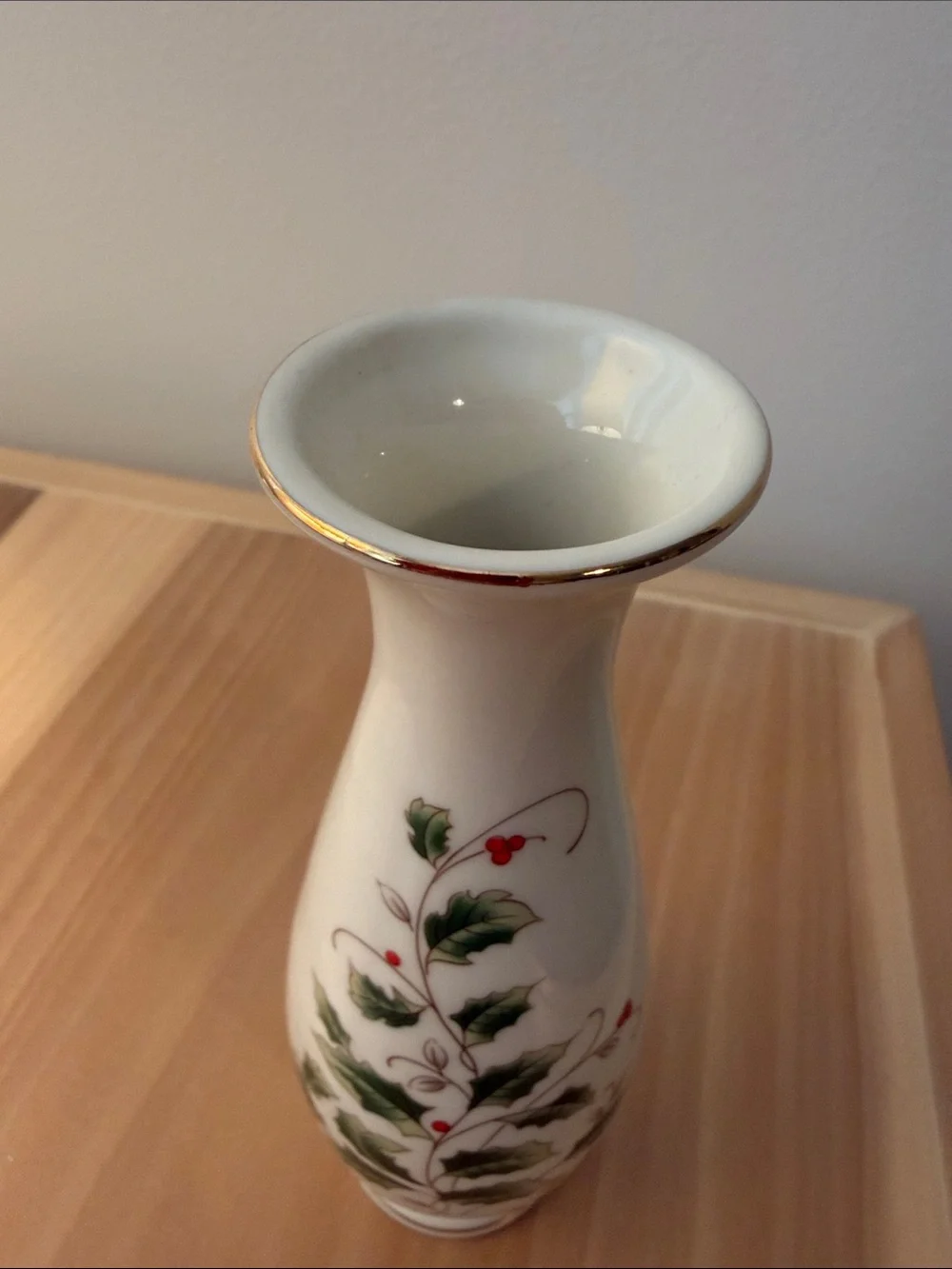 Vintage Christmas Bud Vase Japan Holly and Berries